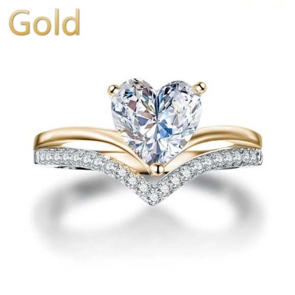 Beautiful crystal heart gold plated ring - Picture 5 of 5